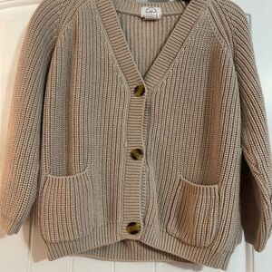 Kids Chunky Knit Button-Front Cardigan Sweater - Beige